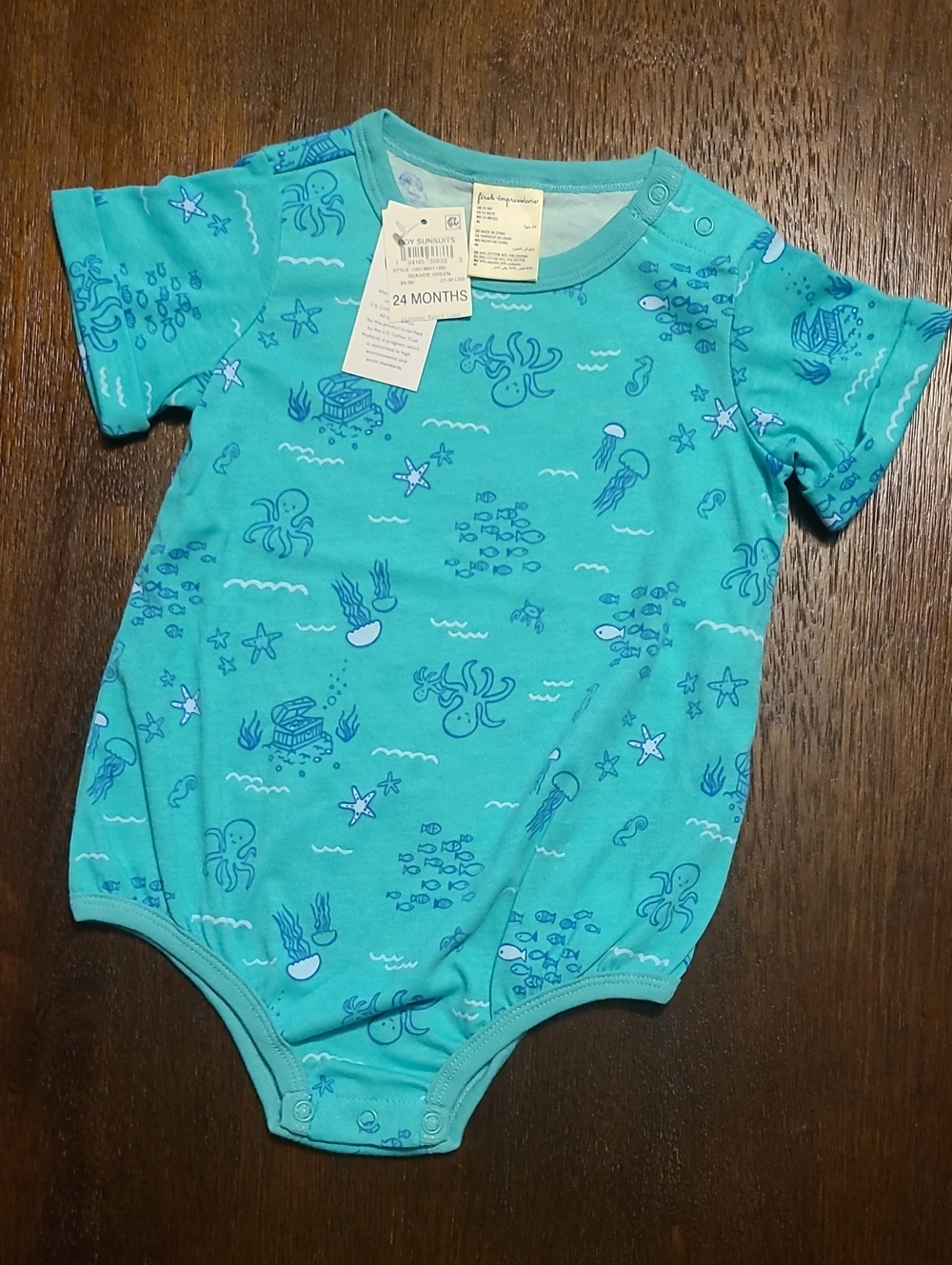 First Impressions NWT Teal Ocean Creatures One-Piece Sunsuit - 24 Months